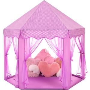 Monobeach Princess Tent Girls Large Playhouse Kids Castle Play Tent with Star Lights Gift Toy for Children Indoor and Outdoor Games, 55'' x 53'' (DxH) (Purple)
