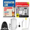 Kegerator Cleaning Kit with 1 LB Beer Line Cleaner Made in USA  30+ Uses, Complete Keg Cleaning Kit with Metal Coupler, Squeeze Bottle, Wrench, Detailed Instructions, Storage Bag & Beer Tap Brush