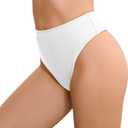 Bellecarrie Women's Thong Rave Bottoms High Waisted High Cut Bikini Bottoms (White, XS)