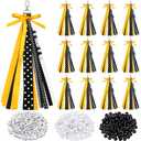 Nosiny 10Pcs Cheer Keychains Cheerleader Gifts for Team Personalized DIY Bead Ribbon Keychain Kit Cheer Bag Tags for Women
