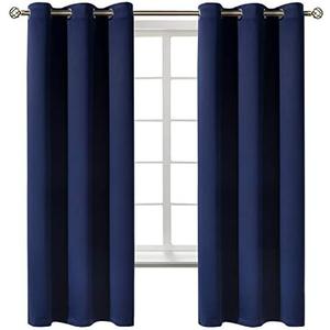 BGment Blackout Curtains for Bedroom 63 Inches Long - Navy Blue Room Darkening Thermal Insulated Sunlight Blocking Grommet Window Drapes for Kids Boys Room, Set of 2 Panels, 42 x 63 Inch