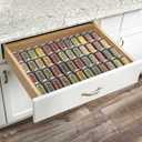 SZWQILIN Spice Drawer Organizer,Spice Rack Drawer for Kitchen, 4 Tier Acrylic Drawer Spice Organizer for Jars and Packets,Expandable From 13" to 26" 8 Pack (Black)