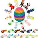 12 Pcs 3D Printed Dragon Figurines Set in Rainbow Egg - 1.9 Inch Mini Articulated Dragon Collection with Movable Joints, Fantasy Easter Decoration Gift for Adults