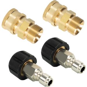 4 Pack Pressure Washer Quick Connect Kit, Quick Disconnect Kit, Metric M22 14mm to 3/8" Quick Connect Kit, 5000 PSI