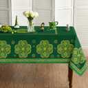 Horaldaily St. Patrick's Day Tablecloth 6084 Inch Rectangular, Green Shamrock Vintage Washable Seasonal Table Cover for Party Picnic Dinner Decor