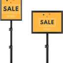 EBLIKI Sign Holder Stand 8.5x11 inch, Retractable Floor Standing Sign Stand, Heavy Duty Signage Stand with Snap-Open Frame Display for Shopping Malls, Business Store, Restaurants