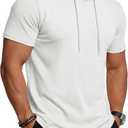 MAGCOMSEN Men's Short Sleeve Hoodie UPF80+ Workout Lightweight Athletic Gym Hooded T Shirts (White, 2XL)