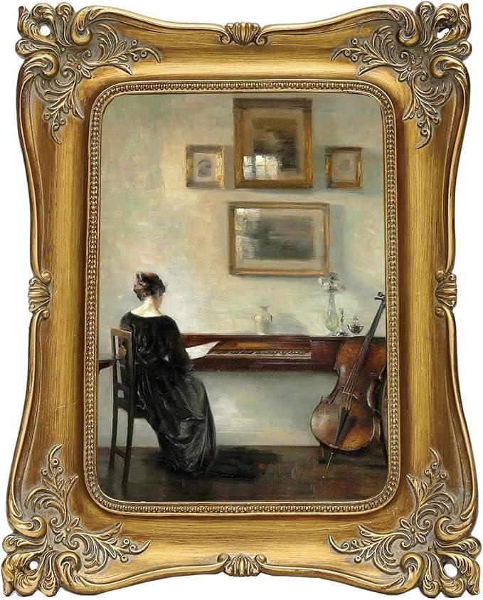 SIKOO 5x7 Vintage Picture Frames Antique Picture Frames Tabletop and Wall Mount Gothic Decor, Black and Gold