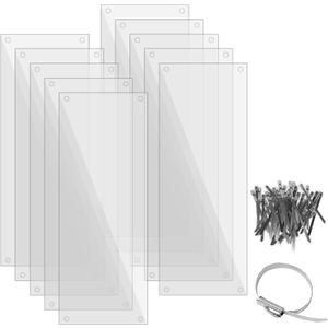 10 Pcs Pet Cage Liner 15.7'' x 6'', Cage Urine Guard Side Lining Clear Sheet with 50 Pcs Stainless Steel Zip Ties, Anti-Urine Side Lining Sheet for Rabbit Guinea Pig Hamster Ferret Chinchilla