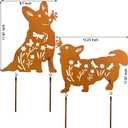 2PCS Rusty Corgi Decorative Garden Stakes, Metal Dog Yard Decor, Corgi Lover Gifts for Women Mom Grandma Wife, Metal Dog Statues Garden Sculptures and Yard Art, Patio, Lawn Ornaments