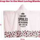 Spoiled Wife Wearable Blanket Hoodie, Valentines Day Gifts for Her Wife Women from Husband, Mothers Day Birthday Ideas, Throw Blanket for Women Shawl Wraps Poncho Robe, Pinkish White