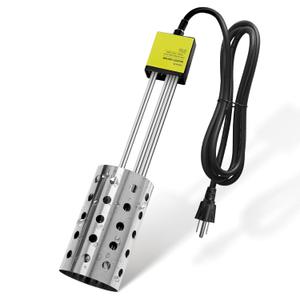 1500W Bucket Heater, Rust Proof Built in Temperature Controller Immersion Water Heater, Heats 5 Gallons of Water in Minutes with Auto Shutoff, for Home Outdoor Camping and Winter Job