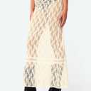 Cicy Bell Womens Sheer Lace Maxi Skirt Summer Beach Cover-ups Casual Streetwear Long Y2K Skirts Beige