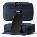 Halfday Sidekick Tech Organizer Kit | Flip-Out Kickstand for Phone/Tablet, Zip-Flat Pouch with Power Mesh & Elastic for Cable & Charger (Splash-Resistant Travel Electronics Accessories Case), Marine