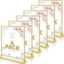 Blcculi 6 Pack Acrylic Sign Holder, 8X10 Double Sided Gold Frames Clear Picture Frames Vertical Stand, Table Menu Holders Display Stand, Flyer Holder for Wedding Reception, Home, Party, Offices