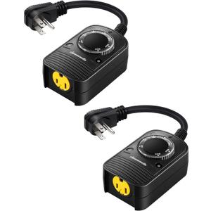 DEWENWILS Outdoor Timer for Lights, Dusk to Dawn Sensor for Electrical Outlet, Weatherproof Light Timer for Christmas, 10A, 1/2 HP, UL Listed, 2 Pack Black