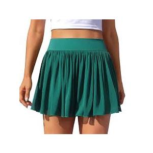 OQQ Womens Mesh Tennis Skirts High Waisted Golf Skirt Flowy Pickleball Skirt with Shorts, L, Green
