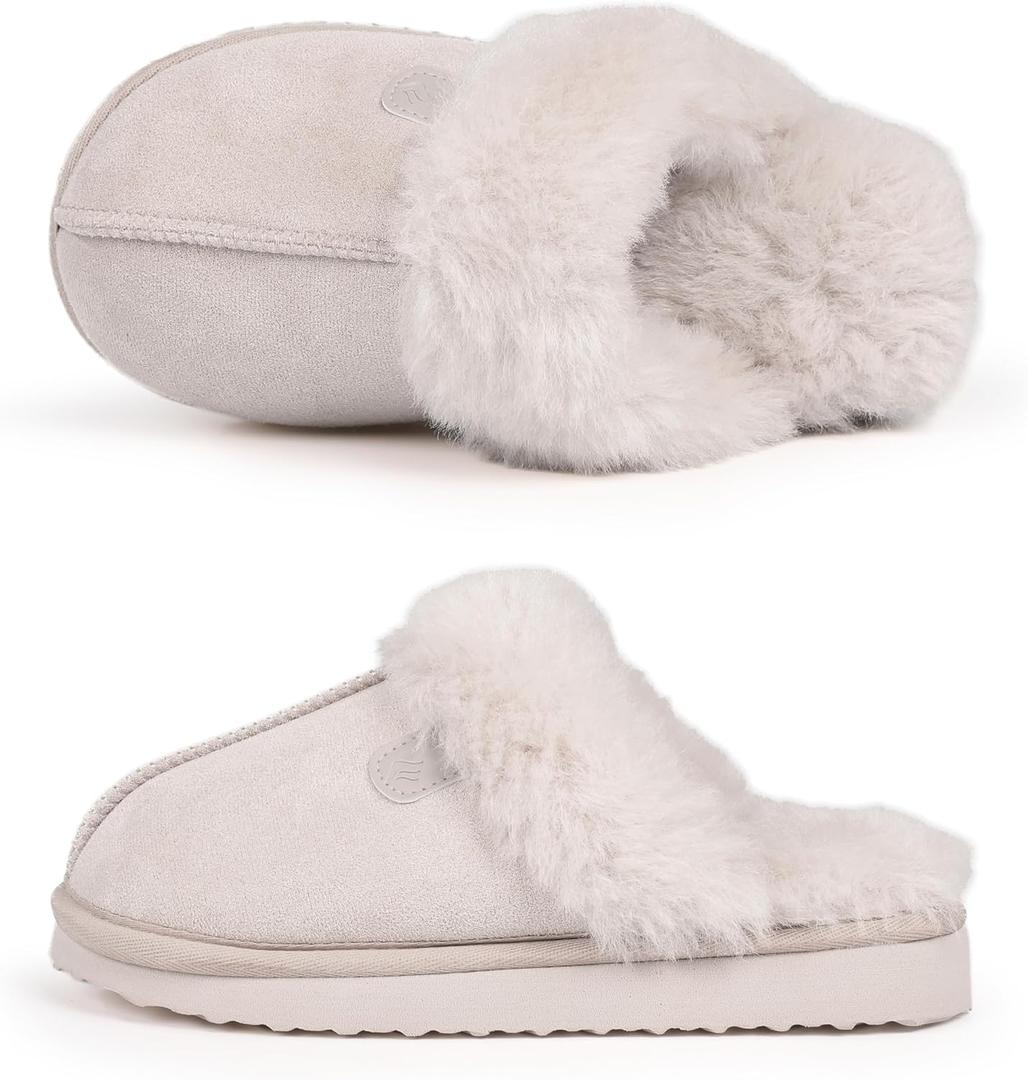 CIOR Boys Girls Memory Foam Slippers Faux Fur Lining Slip-on Clog Indoor Outdoor for Little Kid Big Kid, Size: 1-2 Big Kid