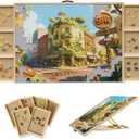 1500-Piece Rotating Puzzle Board with Drawers and Cover, Puzzle Tables for Adults, Portable Jigsaw Wood Table with 6 Storage Drawers, Non Slip Felt and Handle, Ideal Gift35.1"x26"