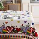 XCHI Rainbow Love Heart Flowers LGBTQ Tablecloth Rectangle Pride Day Inclusion Lesbian Gay Bisexual Transgender Queer Homosexual Equality for Indoor Outdoor Dining Home Party Decorations 60x84 Inch