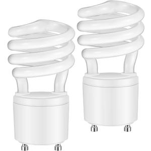 2 Pcs 13W 120v 60Hz GU24 CFL LED Light Bulbs 2 Prong Base T3 3500K 900lm Warm White Fluorescent Light Spiral Compact Fluorescent Bulbs
