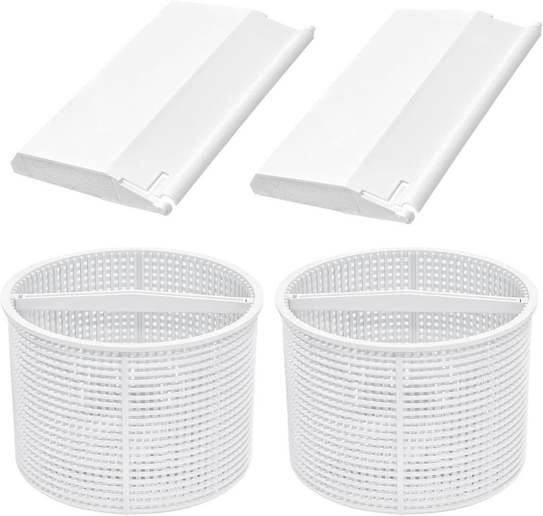 BigHead SPX1082CA Pool Skimmer Basket & SPX1082K Pool Skimmer Weir Door Flapper Assembly Bundle Compatible with Hayward In-Ground SP1082 SP1083 SP1084 SP1085 SP1086 SP1075(White 2 Pcs)