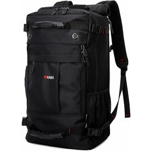 KAKA Travel Backpack,Carry-On Bag Water Resistant Flight Approved Weekender duffle backpack Rucksack Daypack for Men Women (Black upgrade) (22.4x11.8x5.9", Black(top Open))