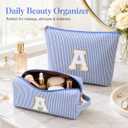 Personalized Initial Makeup Bag for Women, Clear Travel Cosmetic Toiletry Bag, 2040 Graduation Gift for Teen Girls and Women(Royal blue M)