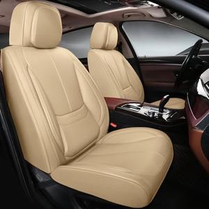 truckerset 2 Pack Car Seat Covers,Leather Waterproof Car Seat Cover,Airbag Compatible,Breathable Design,Suitable for Car,Truck,SUV (Beige)