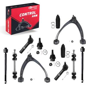 12pc Front End Kit Compatible with 2007-2014 Chevy Tahoe Silverado Suburban 1500, GMC Yukon Sierra, Cadillac Escalade, 2 Upper Control Arms 2 Sway Bars 4 Tie Rods 2 Lower Ball Joints 2 Boots