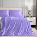 Homiest 48"x72" Weighted Blanket Cover, Lavender Satin with 8 Ties, Silky & Removable Zippered Twin Heavy Blanket Cover