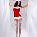 Haysandy 4 Pcs Christmas Santa Costume Women Girls Claus Costume Women Santa Suit Fancy Dress Hat for Xmas Outfits (Red, L)