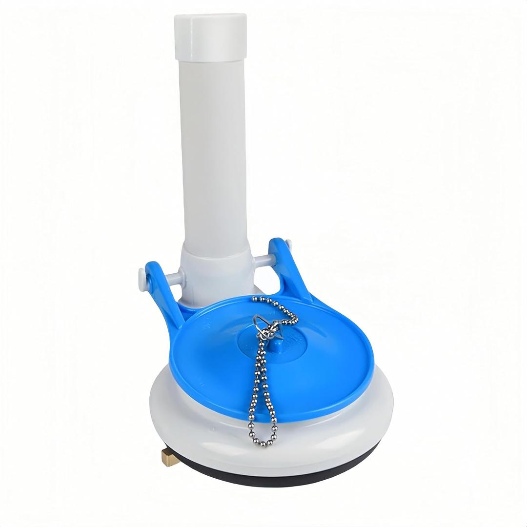 Toilet Flush Valve Assembly, 3 Inch, Compatible with One - Piece Toilets -WC Tank Repair and Replacement Part Featuring Chain and Flapper (Blue/White)