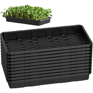 SOLIGT Extra Thick Heavy Duty 10 Pack 1020 Seed Starting Trays - Microgreens Growing Trays Seedling Plant Germination Starter Tray Transplant Fodder Flats, No Holes, No Leakage, Reusable