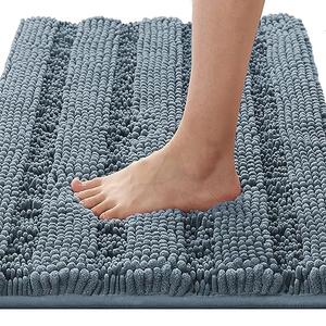 H.VERSAILTEX Bath Mats for Bathroom Non Slip Luxury Chenille Striped Bath Rug Absorbent Non Skid Fluffy Soft Shaggy Rugs Washable Plush Carpet Mats for Bath Room, Tub