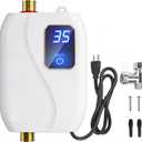 Tankless Water Heater Electric, 110V 3000W Instant Hot Water Heater with Adjustable Temperature & US Plug for Kitchen, RV, Small Sink  No Waiting, Energy Efficient - White