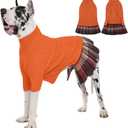 IECOii Girl Dog Sweater Dress, Great Dane Sweaters for Girl Dogs, Orange, 5XL, Extra Large Dog Sweater for Female Dogs Pet Winter Dress for Giant Breeds - Xmas Turtleneck Knitwear for Cold Weather (5XL) Chest:41.34 in/105 cm))
