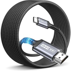 USB C to HDMI 15 Feet Cable 4K, Anti-Interference Gold-Plated Plugs, Aluminum Type-C to HDMI Cord, Thunderbolt 3 & 4 Compatible for MacBook, iMac, iPad Pro, Galaxy, Surface, Dell, HP