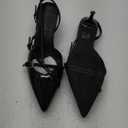 GENSHUO Women's Slingback Kitten Heels Pointed Closed Toe Low Heeled Pumps with Buckle Strap Elegant Dress Shoes for Wedding Party Prom and Work Dating (8.5, Black)