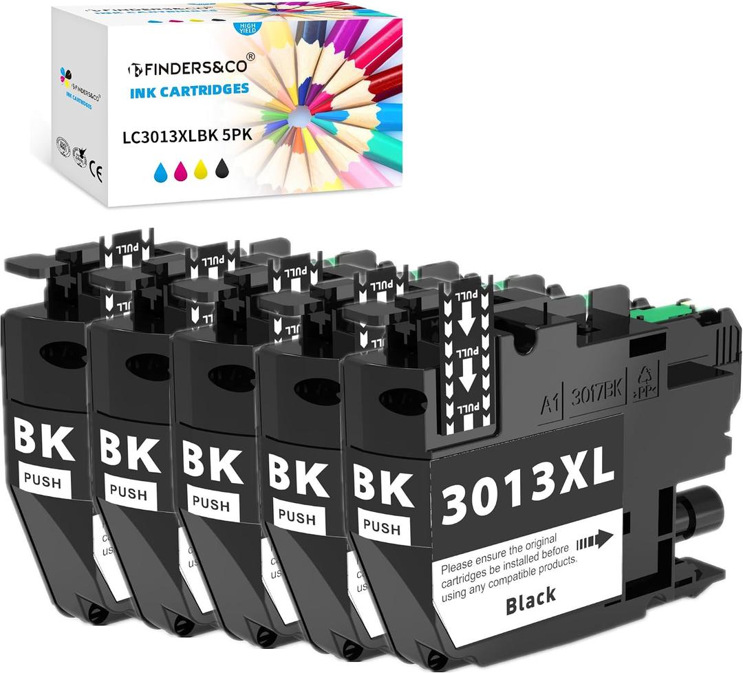 F FINDERS&CO LC3013BK Black Ink Cartridge Replacement for Brother LC3013 XL Black Ink to Work with Brother MFC-J491DW MFC-J497DW MFC-J690DW MFC-J895DW Printer, 5 Pack