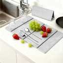 Stone Dish Drying Mat for Kitchen Counter24x16 Collapsible Diatomaceous Earth Mats Quick Drying Absorbent Dish Mat,Non-Slip Countertop & Bath Mat for Dishes Cups Bottles,Light Gray