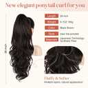 Flufymooz 26" Ponytail Extension, Long Wavy Curly Claw Clip in Ponytail Hair Extensions, Natural Synthetic Hairpiece for Women Daily Wear(Black Brown)