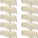 BRILLMAX 10 Pack Beige Tablecloths 70 x 120 Inch for 6ft & 8ft Rectangle Tables - 150 GSM Polyester Fabric, Universal Fit, Water, Stain & Wrinkle Resistant Cloth Cover for Wedding Reception Banquet