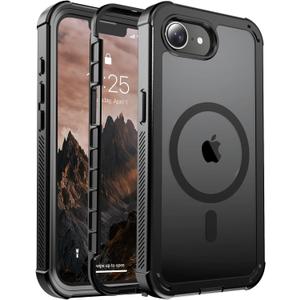 Magnetic for iPhone 16e Case, [Compatible with MagSafe][Military Grade Drop Protection][Heavy Duty Protection][Non-Slip][Shockproof] with 2-Layer Durable Bumper Phone Case 6.1''-Black