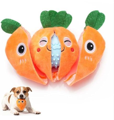 MewaJump 3-in-1 Plush Cute Dog Toy with Squeaky Ball, Dog Chew Toy with 3 Layers for Teeth Cleaning and Puzzle Enrichment for Small and Medium Breed Dogs