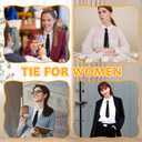 Ties for Women, Black Womens Tie Pre Tied Punk Skinny Tie for Shirts Uniform (Black)