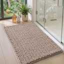 DEXI Bathroom Rugs 32x20, Super Soft Thick Chenille Absorbent Bath Mat, Non Slip Machine Washable Fluffy Shag Bathmat for Tub, Shower Floor, Dark Beige