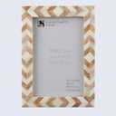 Handicrafts Home Chevron Mosaic Picture Frame Handmade Bone Inlay 4 by 6 Photo Frame for Tabletop & Wall Decor, Home Decor, Boho Chic Coastal Farmhouse Frame, Colorful Desk & Shelf Decor- Brown White