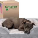 FurHaven Soft, Orthopedic Foam Perfect Comfort Dog Bed with Washable & Removable Cover -Velvet Waves - Granite Gray, Dogs Up to 55 lbs - Large (36.0"L x 27.0"W x 8.0"Th)