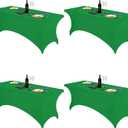 FORLIFE 4Pack Spandex Table CoversFitted Tablecloth for Rectangular Tables, Stretch Patio Table Covers, Universal Spandex Table Cover for Wedding, Banquet, Party (6ft, Emerald) (72" x 30" (Rectangle) 4PACK)